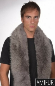 Men's blue fox fur scarf